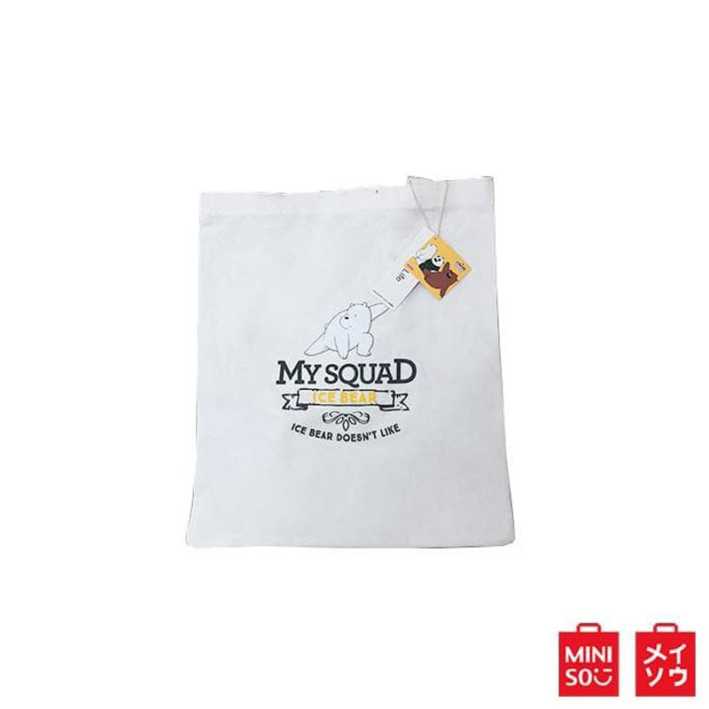 Miniso Stack Squad Tas Tote Shoulder Bag Wanita Kanvas Branded Putih
